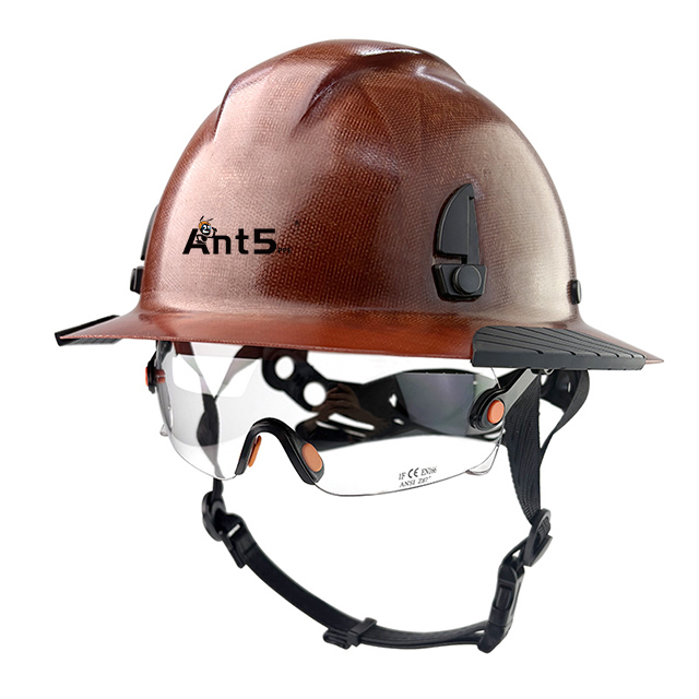 SNHF08 industrial safety helmet front side view with chin strap and protective shell design