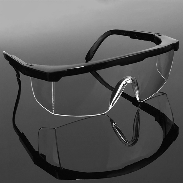 Side View of Protective Safety Glasses with Lightweight Black Frame